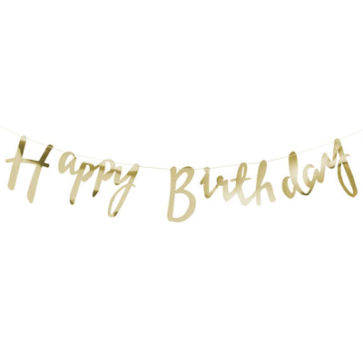 Gold Happy Birthday Bunting Banner