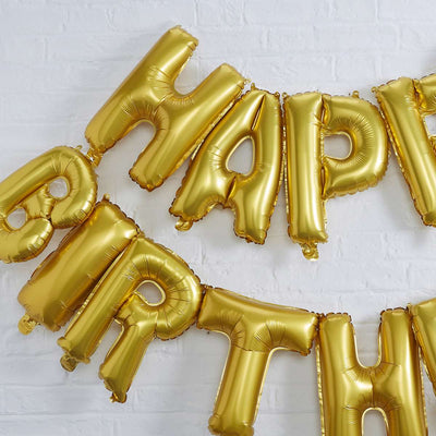 Gold Happy Birthday Foil Balloon Bunting - Pick and Mix | Boutique Ballooons