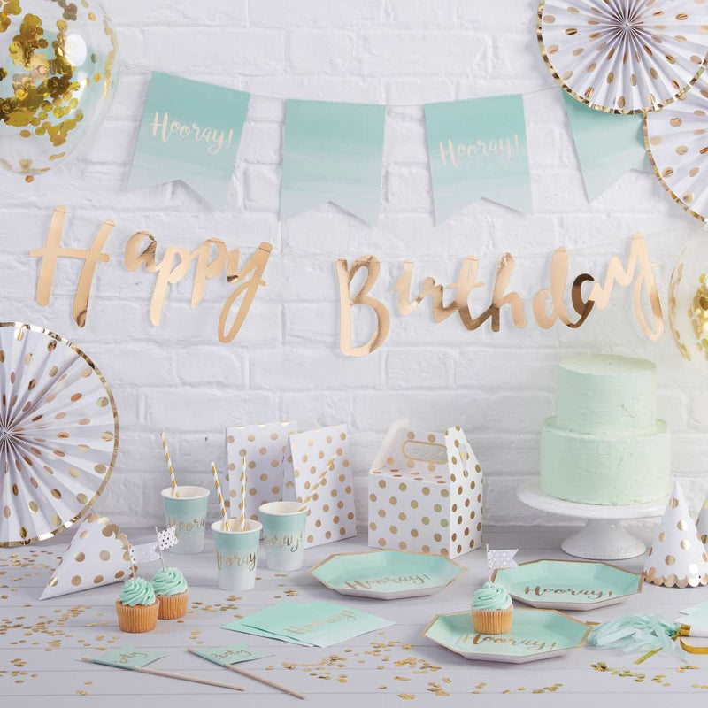 Gold Happy Birthday Foil Balloon Bunting - Pick and Mix | Boutique Ballooons