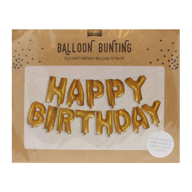 Gold Happy Birthday Foil Balloon Bunting - Pick and Mix | Boutique Ballooons