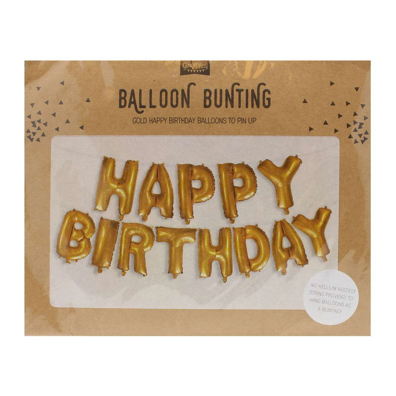 Gold Happy Birthday Foil Balloon Bunting - Pick and Mix