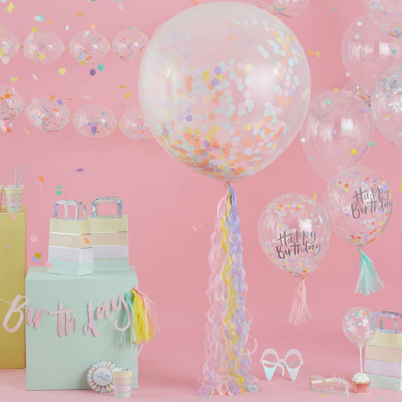 Matte Pink Happy Birthday Bunting Balloons
