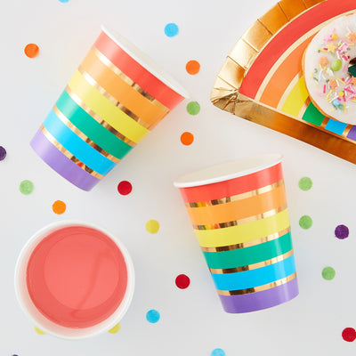 Gold Foil Rainbow Party Paper Cups