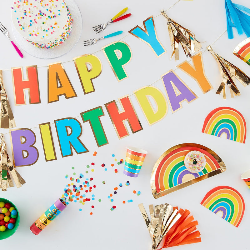 Gold Foil Rainbow Party Paper Cups