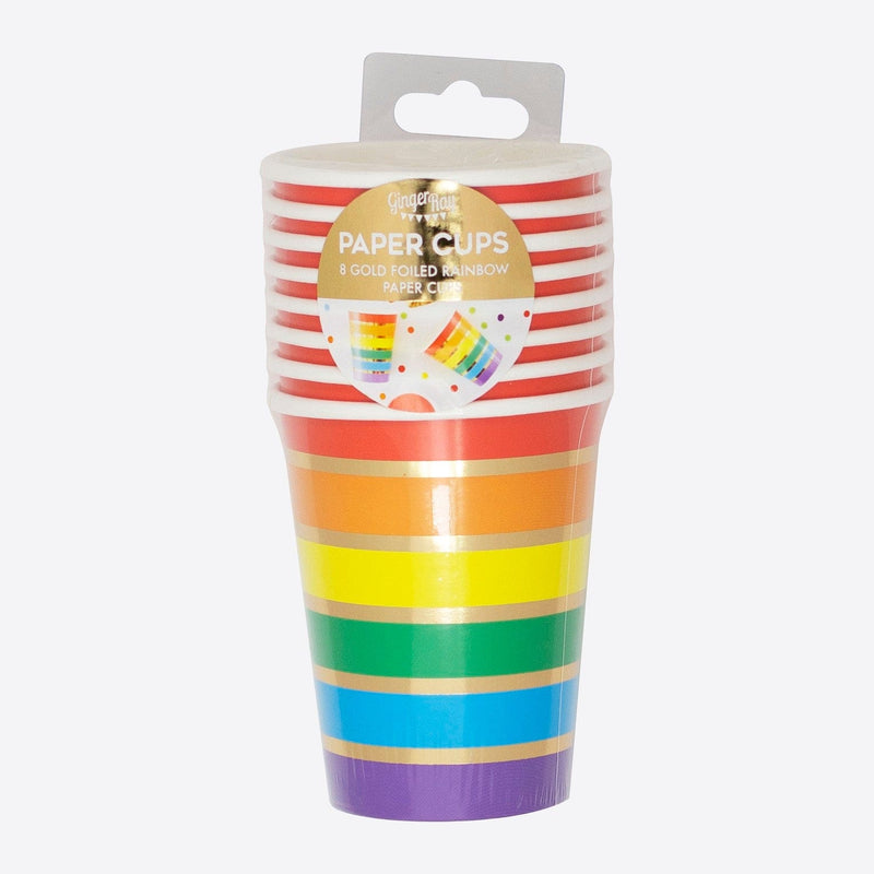 Gold Foil Rainbow Party Paper Cups
