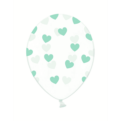 6 Motivballons - Clear, Hearts, Mint | Boutique Ballooons