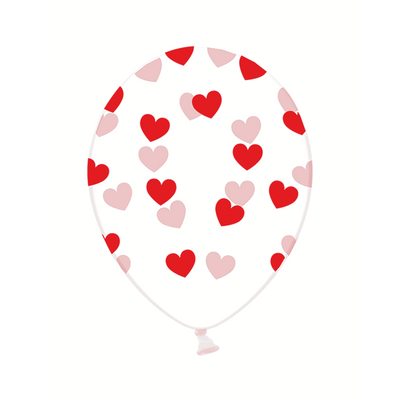 6 Motivballons - Clear, Hearts, Rot | Boutique Ballooons