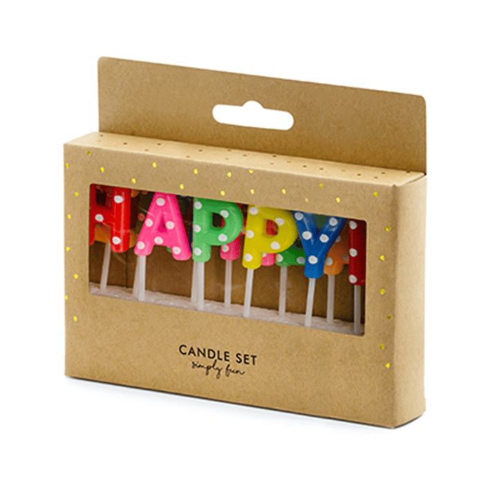 13 Kuchenkerzen - Happy Birthday - Bunt