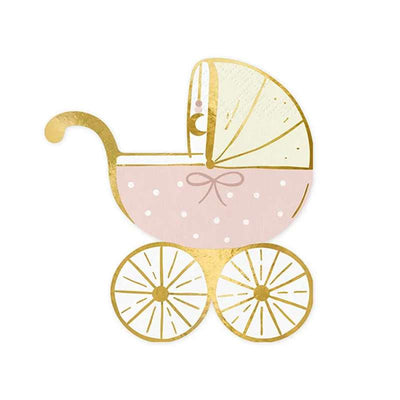 20 Servietten Trend - 15cm - Baby Stroller Rosa | Boutique Ballooons