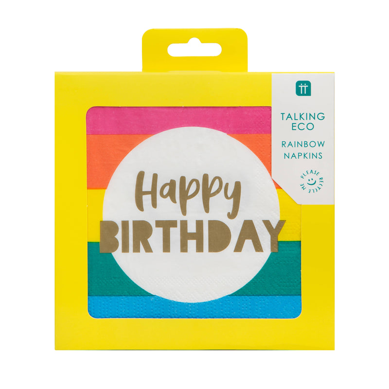 Talking Tables - Rainbow Happy Birthday Servietten — 20 Stück | Boutique Ballooons