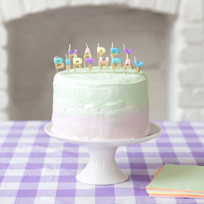Talking Tables - Pastellfarbene „Happy Birthday“ -Buchstabenkerzen | Boutique Ballooons