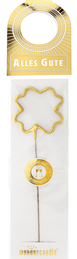 Alles Gute Kleeblatt gold Wondercandle® Flaschenpost | Boutique Ballooons