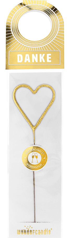 Danke Herz gold Wondercandle® Flaschenpost | Boutique Ballooons