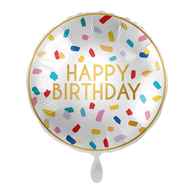 Multicoloured Brushstroke Happy Birthday Balloon