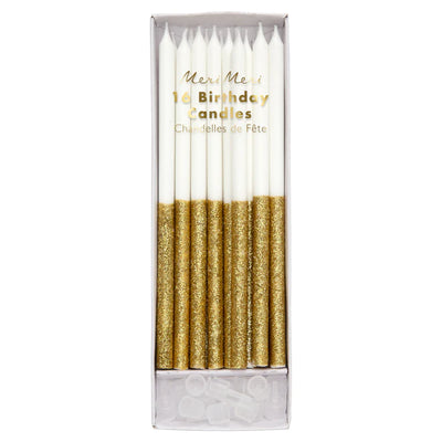 Gold Glitter Dipped Candles | Boutique Ballooons