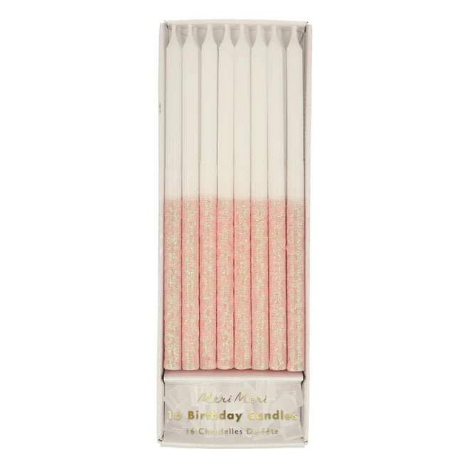 Pale Pink Glitter Dipped Candles