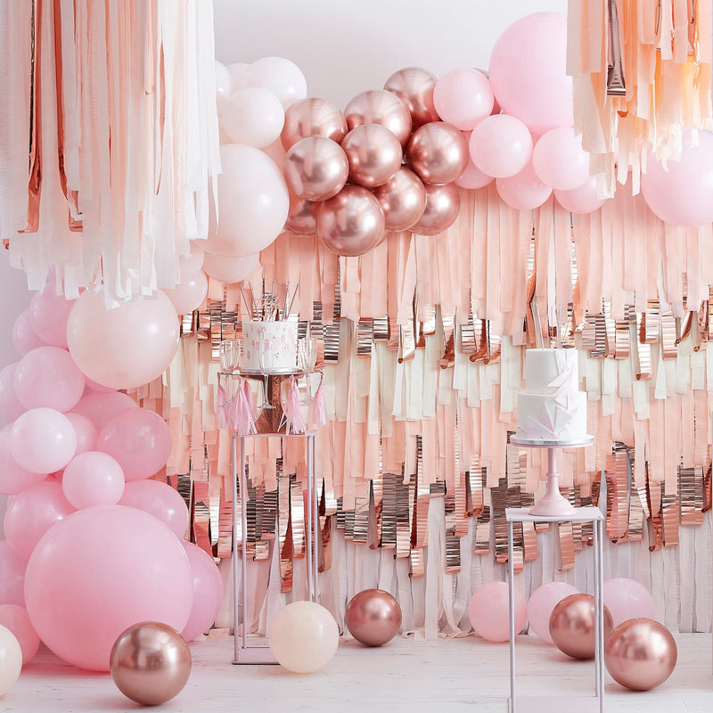 Happy Birthday Girlande mit Roségold-Fransen | Boutique Ballooons