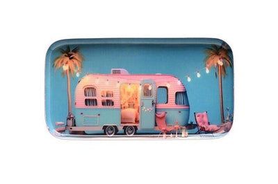 Love Trays, Dekotablett, S, Motiv: Wohnanhänger, rechteckig, blau | Boutique Ballooons