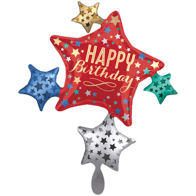 Birthday Satin Star Cluster XXL - Boutique Ballooons