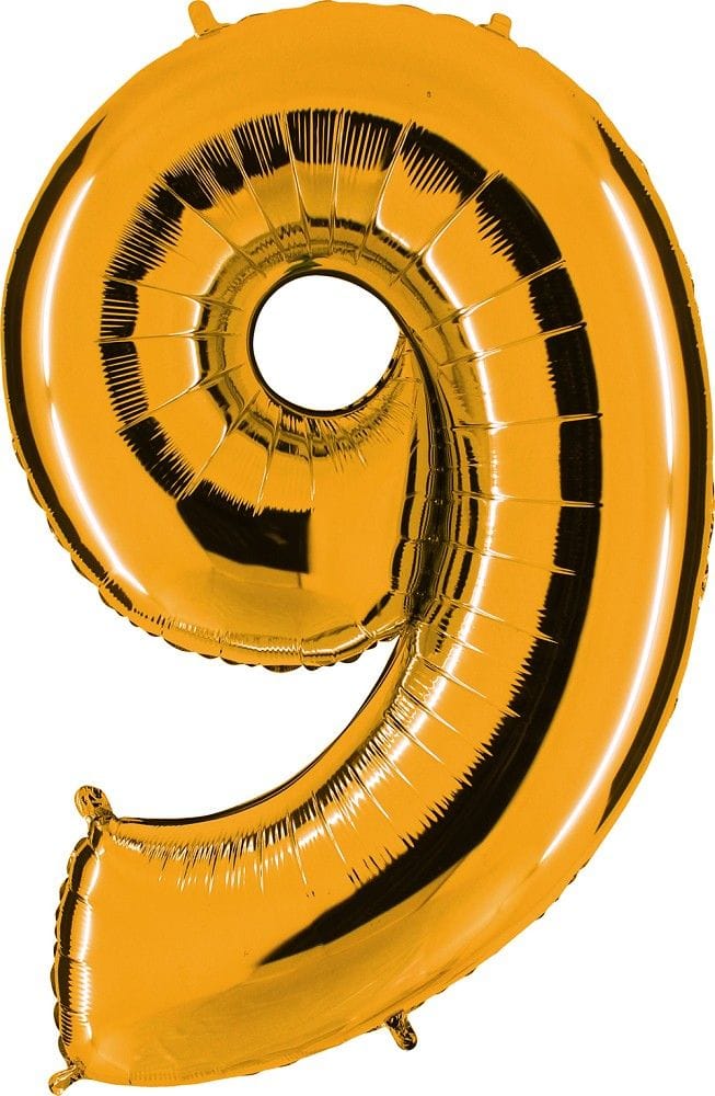 Zahlenballon 9 XXL  - Altgold