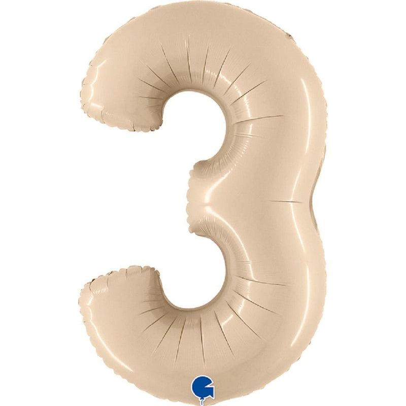 Zahlenballon 3 XXL  - Satin Cream | Boutique Ballooons