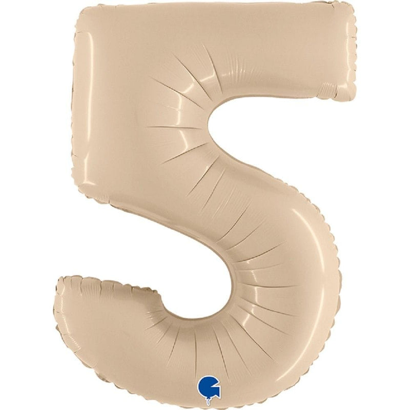 Zahlenballon 5 XXL  - Satin Cream