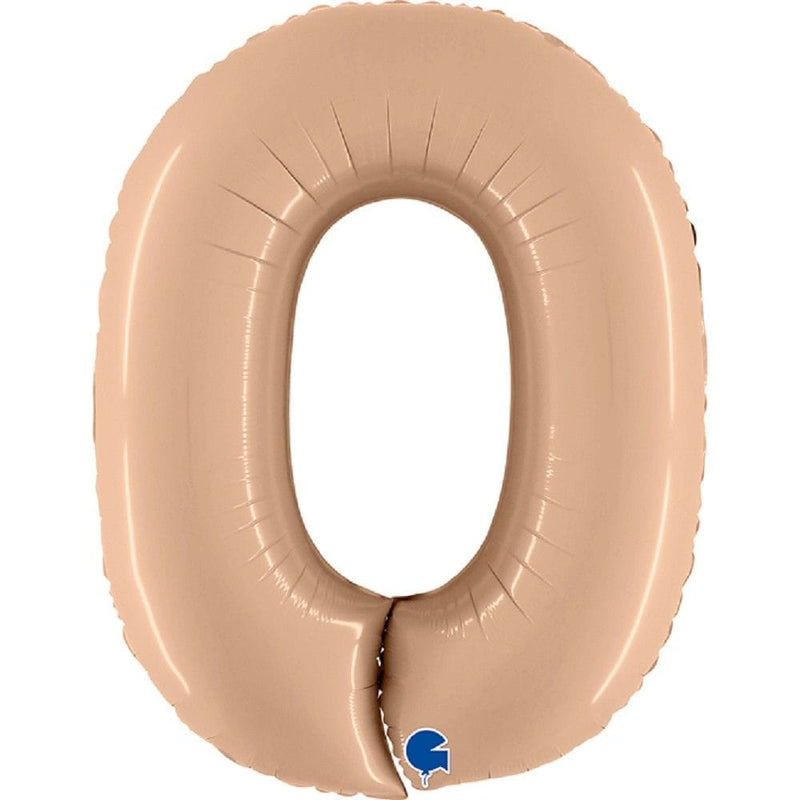 Zahlenballon 0 XXL  - Satin Nude