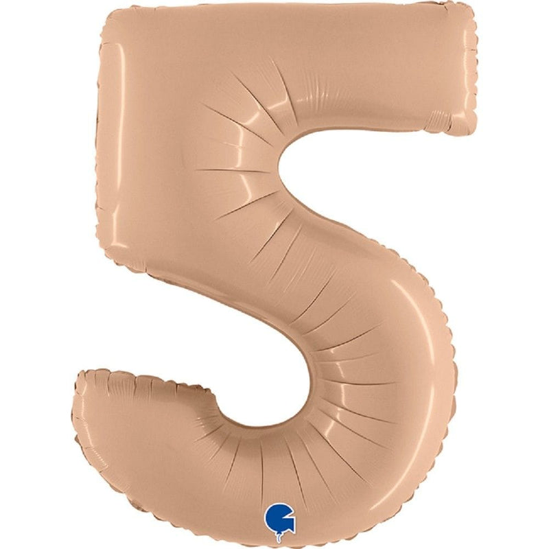 Zahlenballon 5 XXL  - Satin Nude