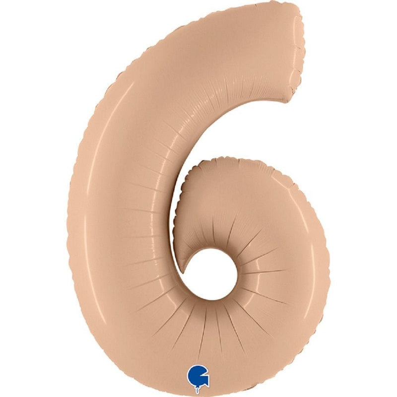 Zahlenballon 6 XXL  - Satin Nude