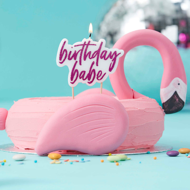 Hot Pink Glitter Birthday Babe Candle - Good Vibes