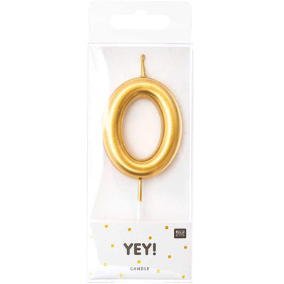 YEY! Let's Party Zahlenkerze 0 Gold | Boutique Ballooons
