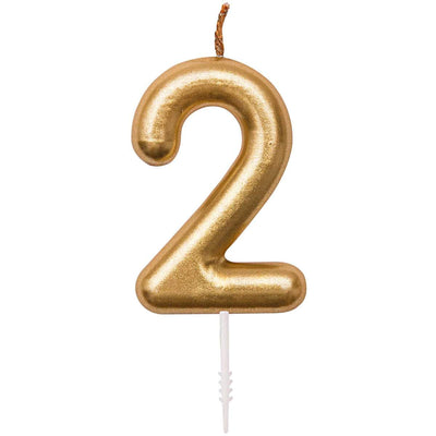 YEY! Let's Party Zahlenkerze 2 Gold | Boutique Ballooons