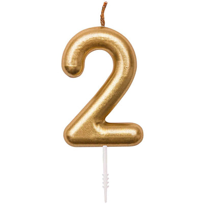 YEY! Let's Party Zahlenkerze 2 Gold