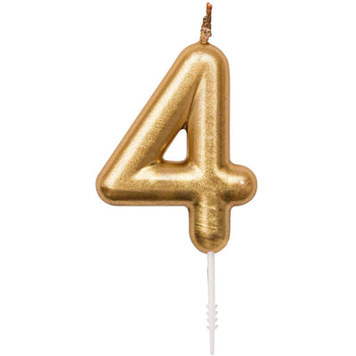 YEY! Let's Party Zahlenkerze 4 Gold