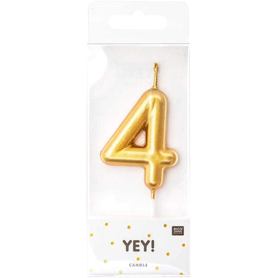 YEY! Let's Party Zahlenkerze 4 Gold