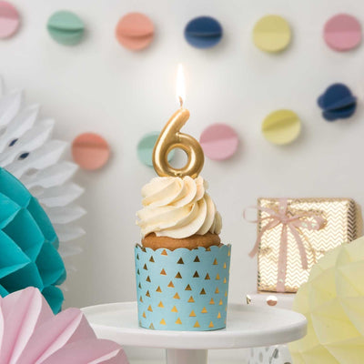 YEY! Let's Party Zahlenkerze 6 Gold | Boutique Ballooons