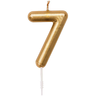 YEY! Let's Party Zahlenkerze 7 Gold | Boutique Ballooons