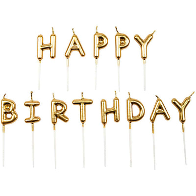 YEY! Let's Party Kerzen Happy Birthday Gold | Boutique Ballooons