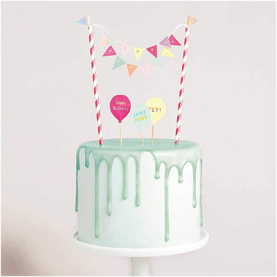 YEY! Let's Party Kuchendekoration Happy Birthday pastell | Boutique Ballooons