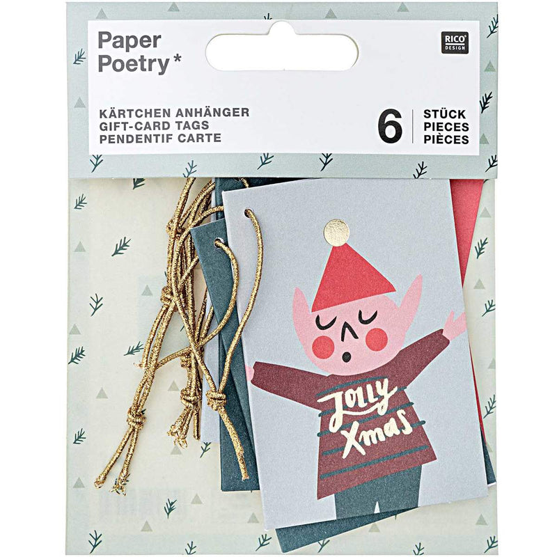 Paper Poetry Kärtchenanhänger Jolly Christmas Classic 6 Stück