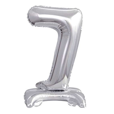 Ballon XS mit Standfuß - Zahl 7 - Silber | Boutique Ballooons