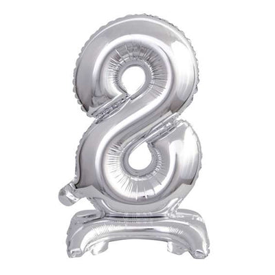 Ballon XS mit Standfuß - Zahl 8 - Silber | Boutique Ballooons