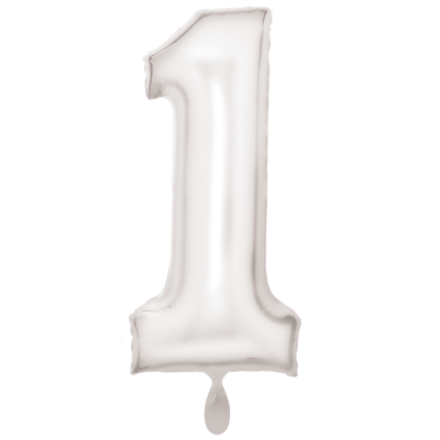 Zahlenballon 1 XXL  - Silk Lustre Weiß | Boutique Ballooons