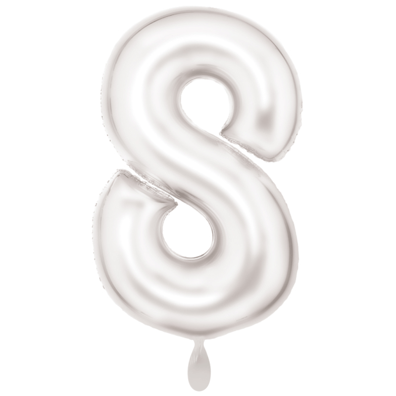 Zahlenballon 8 XXL  - Silk Lustre Weiß