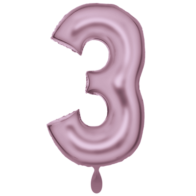 Zahlenballon 3 XXL  - Silk Lustre Pastel Pink | Boutique Ballooons