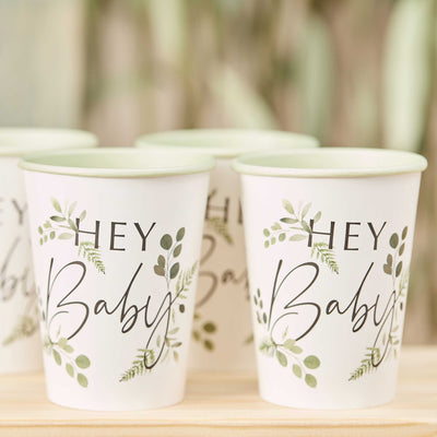Botanical Hey Baby Shower Cups | Boutique Ballooons