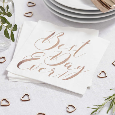 Rose Gold Best Day Ever Napkins - Beautiful Botanics | Boutique Ballooons