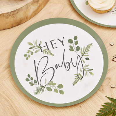 Botanical Hey Baby Shower Plates | Boutique Ballooons