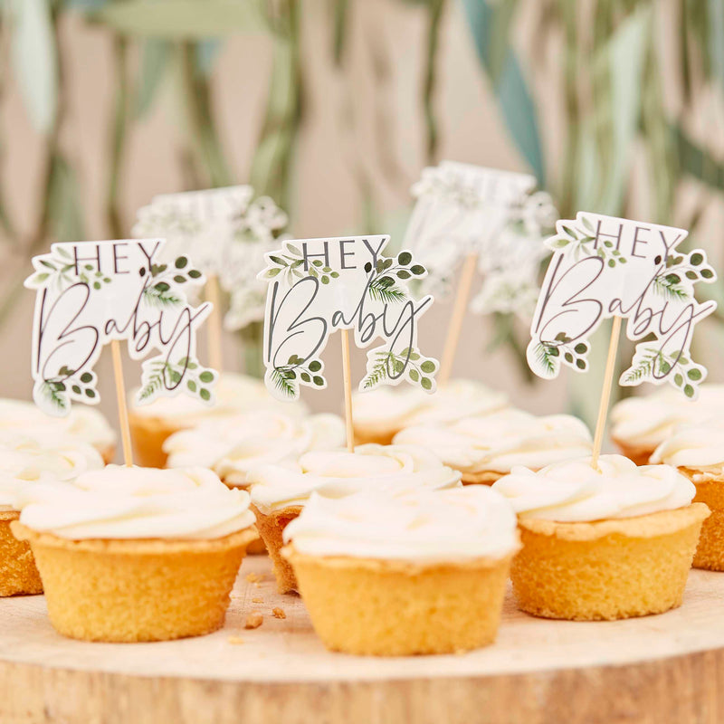 Hey Baby Shower Cupcake Toppers