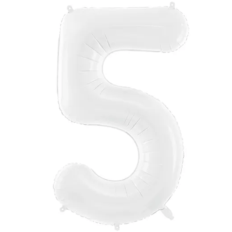 Zahlenballon 5 XXL  - Weiß